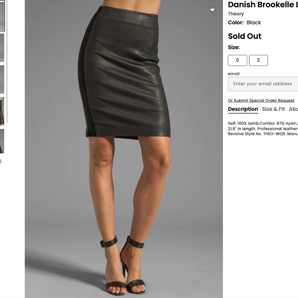 Theory Danish Brookelle Leather Skirt